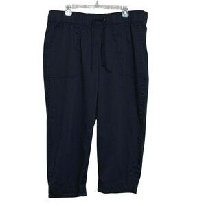 Lane Bryant Womens Crop Pants Size 18 Black Drawstring Relaxed Elastic Waist